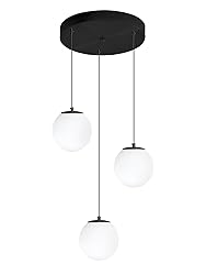 ykolupty 3-Light Black Chandelier with White Globe