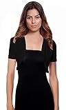 Women's Ruched Short Sleeve Cropped Open Shrug Bolero Cardigan,Black M