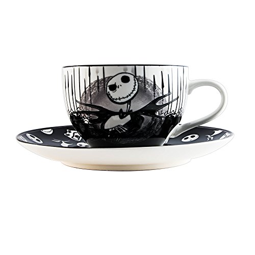 Silver Buffalo NBTC1 Disney Nightmare Before Christmas Jack and Sally Set Ceramic Tea Cup