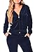 Linsery Women's Winter Velour Zipper Hooded Jacket Jogger Pants 2 Piece Sweatsuit