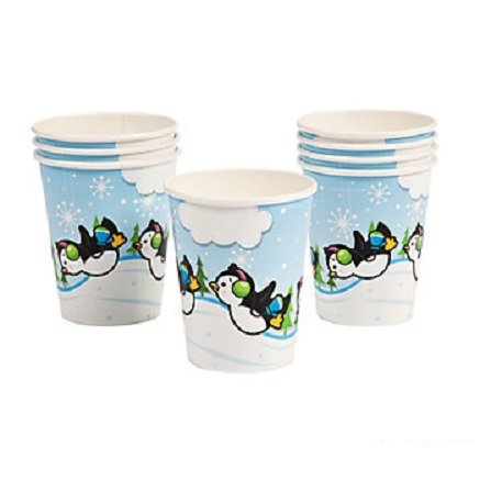 Penguin Fun Paper Cups ~ 8 Pcs. ~ 9 Oz. / 3.5