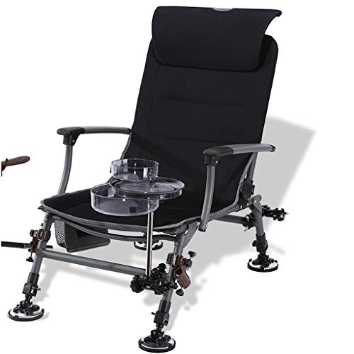 ZAQI Angelstühle campingstühle Klappbarer Angelstuhl mit Zubehör, Professioneller tragbarer schwarzer Outdoor Camping…