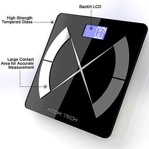 Body Fat Composition Scale,High Accuracy Step-on Bluetooth with Free APP for iOS and Android,Attom Tech Body Composition Monitor including BMI,Body Fat, Muscle Mass,Water Weight,Bone Mass,Visceral Fat - Thumbnail 4
