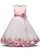 NNJXD Girl Tutu Flower Petals Bow Bridal Dress for Toddler Girl Size 6-7 Years Big Pink