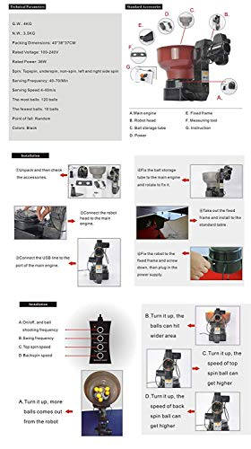 ONEPACK Table Tennis Robots 36 Different Spin Balls Ping Pong Robot Automatic Ball Machine for Training (HP-07-black) - Thumbnail 7