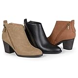Brinley Co. Womens High Heeled Zippered Chunky Heel Ankle Booties