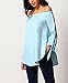 Women's Long Sleeve Off The Shoulder Knotted Blouse (L, Blue)