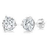 Charles & Colvard Forever Classic 6mm 1.60cttw DEW White Created Moissanite 14K White Gold Friction Back Round Martini Stud Earrings