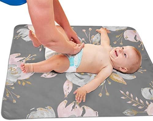 ラウンド大特価 のナイトローズパターンネイビーブルーポータブルおむつおむつ替えパッド新生児用男の子 女の子旅行用赤ちゃんおむつ替えマット再利用可能通気性漏れ防止乳児 最短即日発送可の