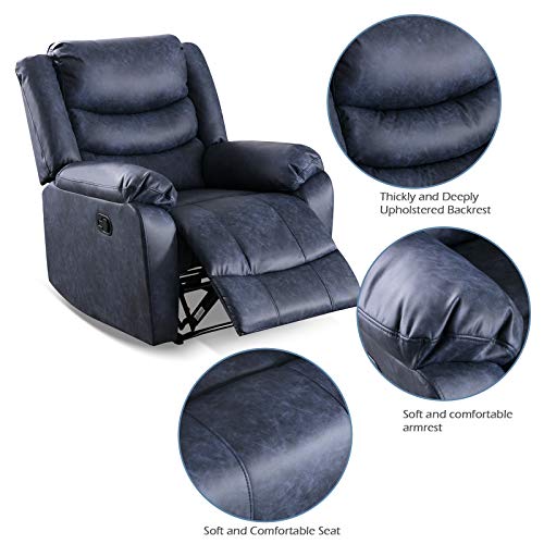 ANJ-Recliner-Chair-with-Overstuffed-Arm-and-Back-Breathable-Bonded-Leather-Classic-Recliner-Single-Sofa-Home-Theater-Seating-R5044-Navy