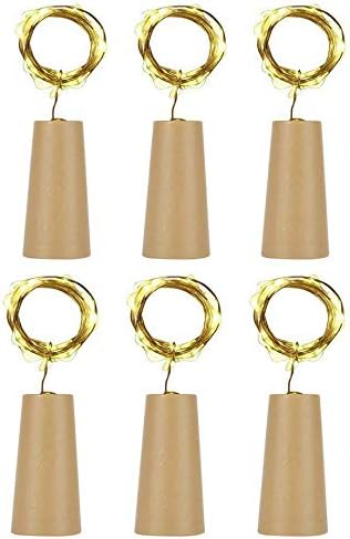 6pcs bottle lights, copper wire LED string lights, warm white, (200cm) bottle lights, cork shape [Energy Class A]