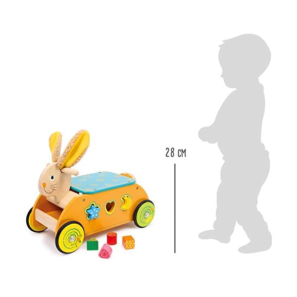 small foot 1573 Rutscher Steckspiel aus Holz, Motorikspielzeug für Babys, ab 12 Monate Motorikwagen Hase – Bild 7