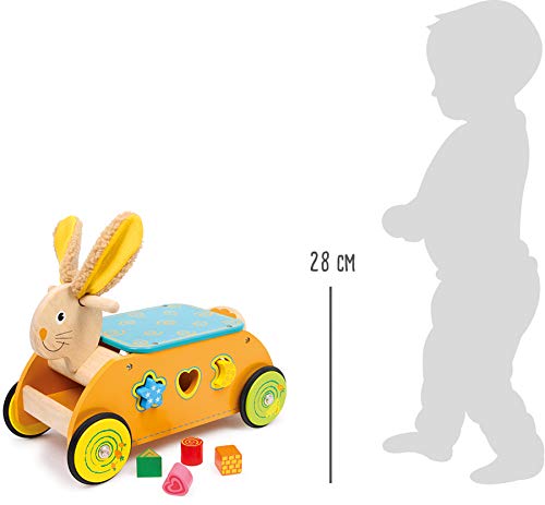 small foot 1573 Rutscher Steckspiel aus Holz, Motorikspielzeug für Babys, ab 12 Monate Motorikwagen Hase – Bild 7