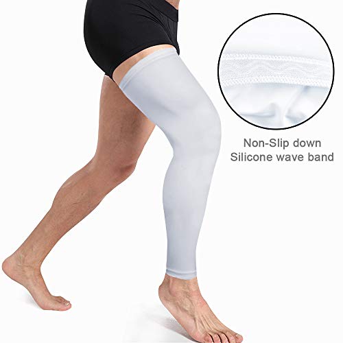 HuiYee Sports Compression UV Long Leg Sleeves for Running Basketball Football Cycling and Other Sports(3 Sizes, 1 Pair)