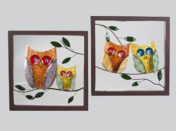 Wandbilder 'Eulen', 2-teiliges Set, 47 x 47 cm, bunt: Amazon.de: Küche