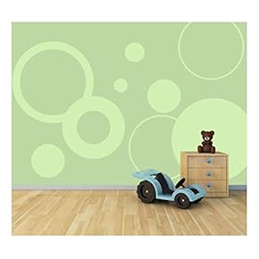 Circle Patterns on Light Green Background - Large Wall Mural, Removable Peel and Stick Wallpaper, Home Decor - 66x96 inches