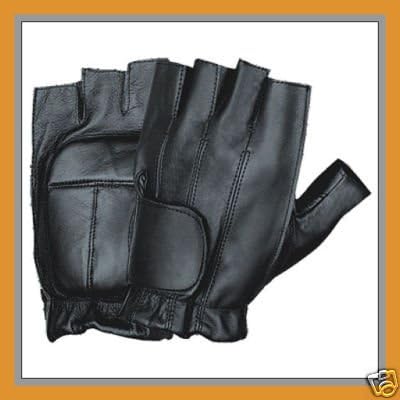 Leather Fingerless Motorcycle Biker Gel Palm Gloves XL SH442