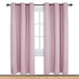 NICETOWN Blackout Curtain Panels for Girls Room, Nursery Essential Thermal Insulated Blackout Draperies/Drapes (Baby Pink=Lavender Pink, 1 Pair, 42 x 72 Inch)