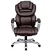 Flash Furniture GO-901-BN-GG High Back Brown Leather Executive Office Chair with Padded Loop Arms