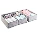mDesign Soft Fabric Dresser Drawer and Closet Storage Organizer Set for Child/Kids Room, Nursery, Playroom - 4 Pieces, 10 Compartments, Set of 2 - Textured Print - Gray