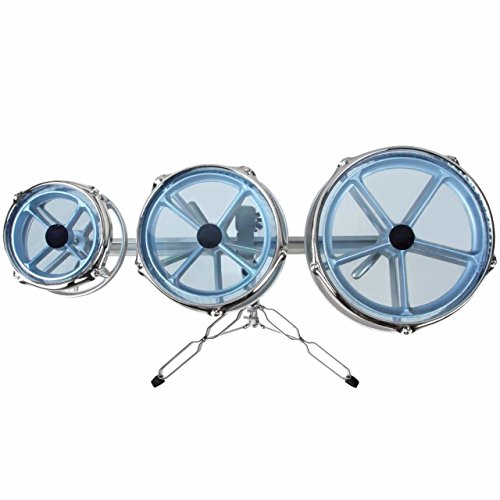 GP Percussion RT68 Tunable Roto Tom Drum Set with Adjustable Double Braced Floor Stand, Adjustable Track, Plated Counterhoop, Drum Key, and Drumsticks - Quick Pitch Shift Drums