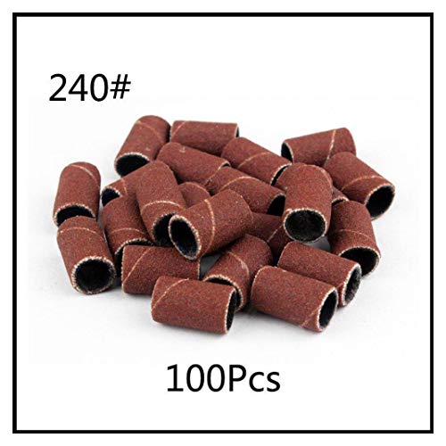 100Pcs/Pack #80#120#150#180#240 Sanding Bands Manicure Pedicure Nail Electric Drill Machine Grinding Sand Ring Bit