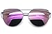 Large Oversized Cat Eye Sunglasses Metal Frame Flat Mirror Lens Women Fashion Purple Mirrored