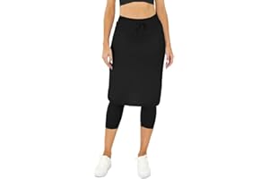 Aurgelmir Women's Tennis Golf Skirts Workout Skirted Leggings Yoga Capri Pants with Skirts Skorts Pockets