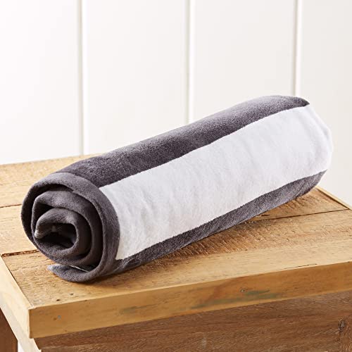 Grey and White Oversized Beach Towel XL Cabana Striped Beach Towels