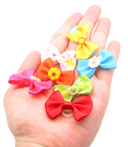 image for YOY 50pcs/25 Pairs Adorable Grosgrain Ribbon Pet Dog Hair Bows with Ru