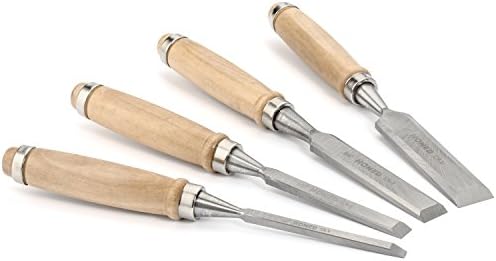 Honed Products - Wood Bevel Edge Bench Chisels Set Of 4 - Top Quality Craftsman Woodworking Tools Made Of 58 To 62 RC Hardened Steel & Ergonomic Wooden Handles - 1/4", 1/2", 3/4" & 1" Sizes Included