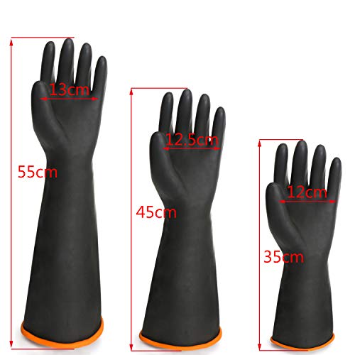 Black Latex Gloves, EnPoint 3 Pairs 17.7 Inches Heavy Duty Laboratory Chemical Latex Gloves for Long-lasting Chemical Protection Strong Acid and Alkali Resist Work Gloves