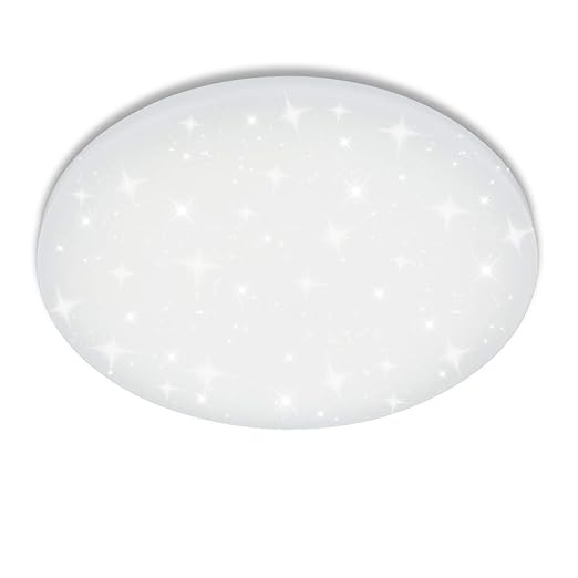 VINGO 16W LED Deckenbeleuchtung rund Deckenlampe Starlight Effekt schön Wohnraum Wohnzimmer Lampe Weiß, Kunststoff,