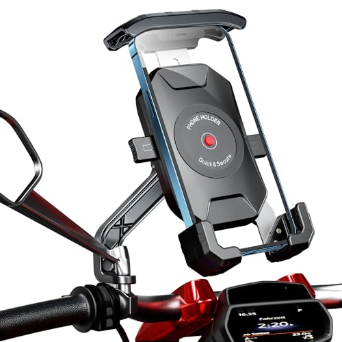 WACCET Mobile Phone Holder 360° Rotation Motorcycle Phone Holder Durable Anti Vibration Mobile Phone Holder Scooter Rearview Mobile Phone Holder for Mobile 4-7 Inch (Black)