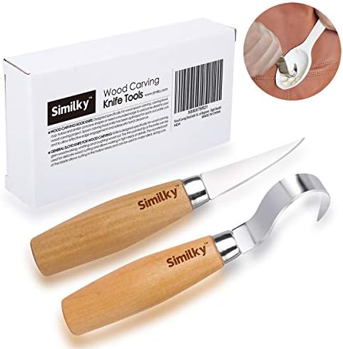 Wood carving hook knife carving tools set-164&420 J2 stainless steel blade for carving spoons bowls kuksa and cups basic crooked knife Rockwell hardness 60 for professional spoon carvers and beginners