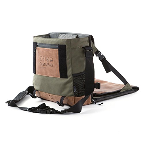 EVENaBAG Sitztasche, ausklappbarer Liegematte und aufhängebarem Kulturbeutel in Olivgrün | Echtleder Schultertasche für Herren & Damen – Bild 4