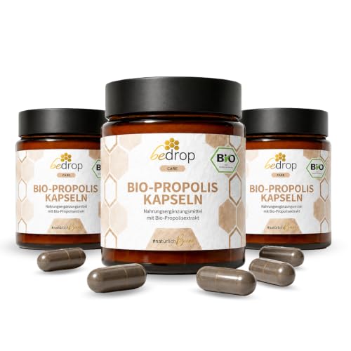 bedrop Propolis Kapseln aus Extrakt aus reinem Bio-Qualität 3x 60 Kapseln (180 Kapseln), reich an Polyphenole & Flavonoide | Imker-Qualität, 1 Kapsel