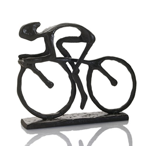 Cast Iron Rustic Racing Cyclist Sculpture