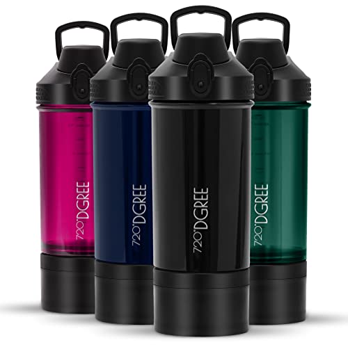 720°DGREE Protein Shaker mit Pulverfach 550ml “uberShaker“ – Auslaufsicher, BPA-Frei, Skala, Spiralmixer für cremige Shakes - Premium Eiweißshaker, Sc
