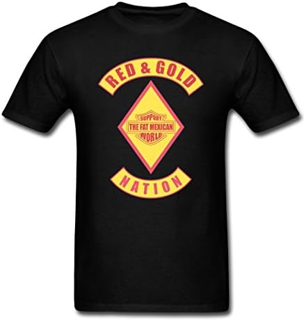 UnisexFit Men's Red And Gold Nation Mexican Bandidos Black Shirt