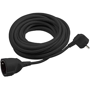 Meister veiligheidscontact-verlenging – 5 m kabel – zwart – kunststof leiding – IP20 binnenruimte/verlengkabel met…