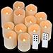 pensar Flameless Candles Outdoor Indoor Waterproof Candles Set of 12(D 3″ H 3″ 4″ 5″) Battery Operated Led Candles(Battery Not Included)
