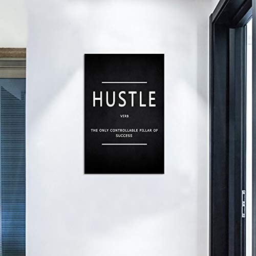 Hustle Verb Motivational Wall Art Inspirational Entrepreneur Quotes Canvas Painting Modern