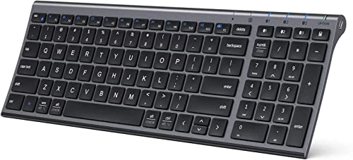 Photo 1 of iClever BK10 Bluetooth Keyboard, Universal Bluetooth 5.1 Wireless Keyboard with Number Pad, Ergonomic Design, Multi-Device Compatibility, Stable Connection for Mac, iPad, iPhone, Android, Windows