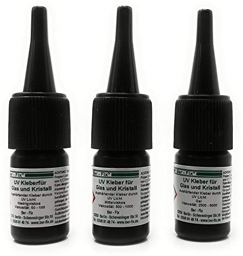 Ber-Fix UV Kleber - Set zum Kennenlernen in drei verschiedene Viskositäten (3 x 3 g)