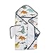 Little Unicorn Cotton Hooded Towel & Wash Cloth Set - Dino Friends, Blue, Green, Navy