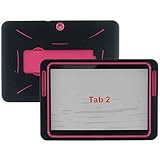 [Rhino] Black Hot Pink Heavy Duty rugged impact Hybrid Case with Kickstand Case For Samsung Galaxy Tab 2 LTE 10.1