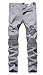Men's Ripped Distressed Destroyed Skinny Fit Zipper Jeans Pants with Holes 603