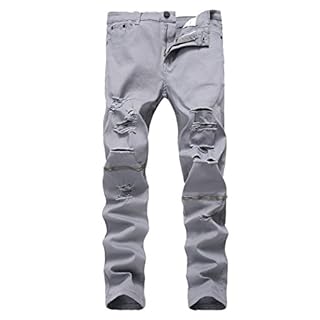 Men's Grey Ripped Jeans