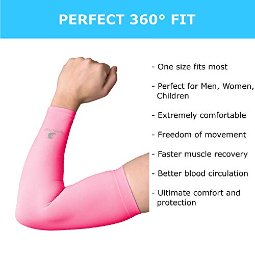 SportsTrail Arm Sleeves for Men & Women, Tatoo Cover up Sleeves to Cover Arms, 1 Pair (Pink)